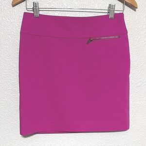 Ann Taylor Petite Magenta Pink Pencil Mini Skirt Sz 0P Cotton Zipper Career